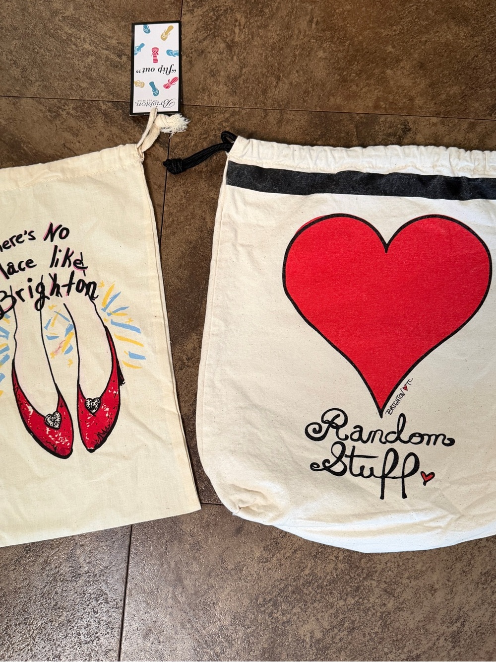 2 Brighton Drawstring Dust Bags for Shoes & Random Stuff Totes New & Preowned